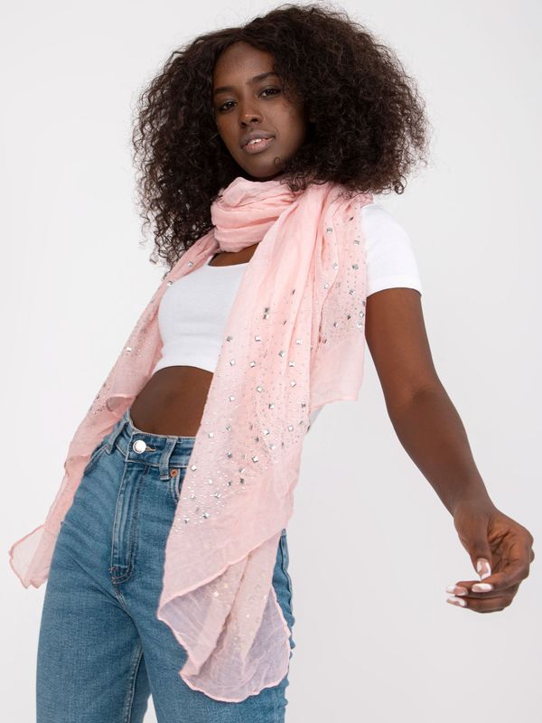 Fashionhunters Light pink women's scarf with application