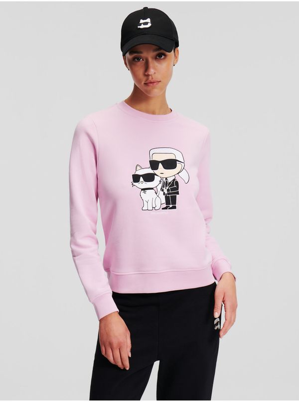 Karl Lagerfeld Light pink women's sweatshirt KARL LAGERFELD Ikonik 2.0 Sweatshirt - Women