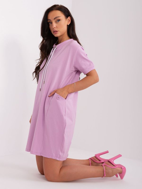 Fashionhunters Light purple basic cotton sweatshirt dress