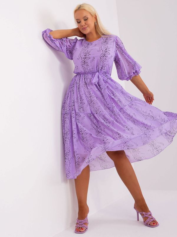 Fashionhunters Light purple dress plus size with print