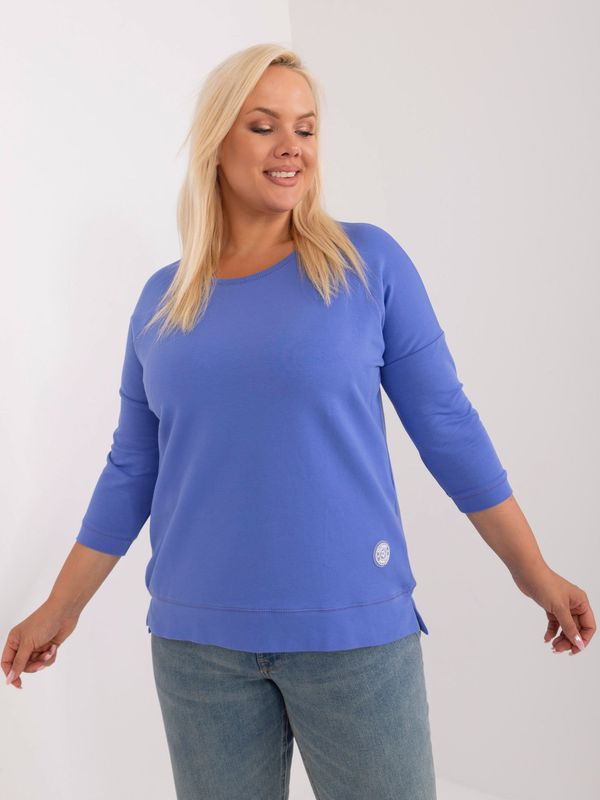 Fashionhunters Light purple plus size blouse with 3/4 sleeves