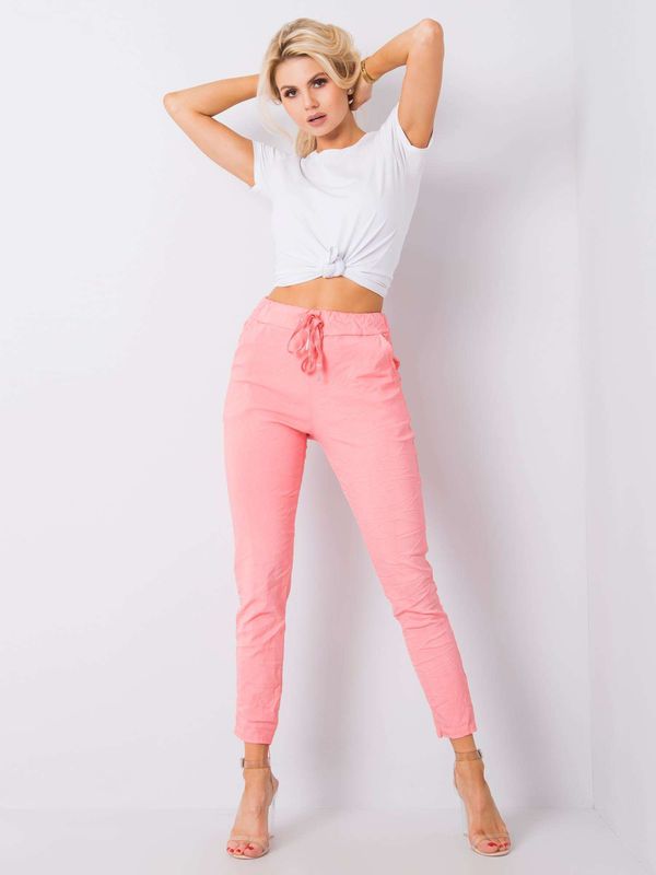 Fashionhunters Lightweight coral trousers made of Marisa fabric