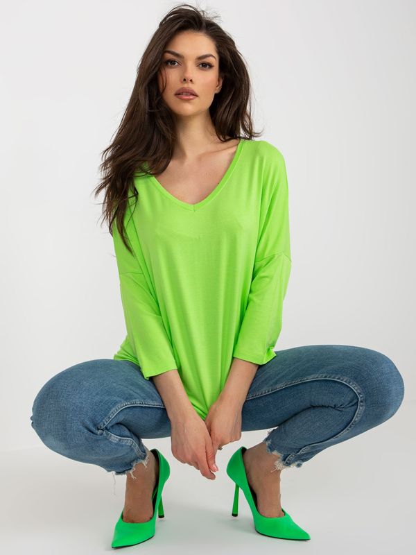 Fashionhunters Lime basic women's blouse