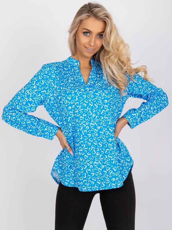 Fashionhunters Loose blue blouse with Inesa print