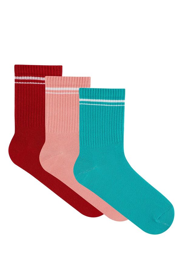 LOS OJOS LOS OJOS 3 Pairs Multicolored Cotton Medium Size Retro Socks