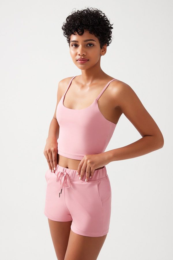 LOS OJOS LOS OJOS Women's Pink Pocket Elastic Waist Basic Fit Sports