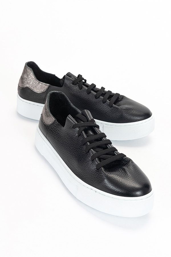 LuviShoes LuviShoes 155 Women's Sneakers From Genuine Leather, Black Platinum.