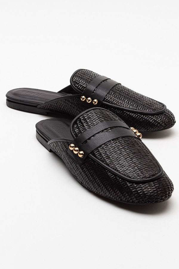 LuviShoes LuviShoes 165 Women's Slippers From Genuine Leather, Black Wicker