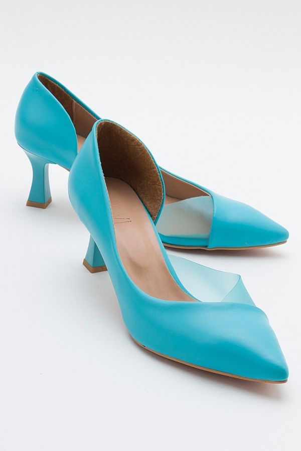 LuviShoes LuviShoes 353 Baby Blue Skin Heeled Women's Shoes