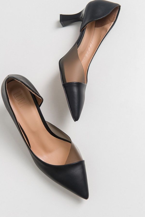 LuviShoes LuviShoes 353 Black Skin Heels Women's Shoes