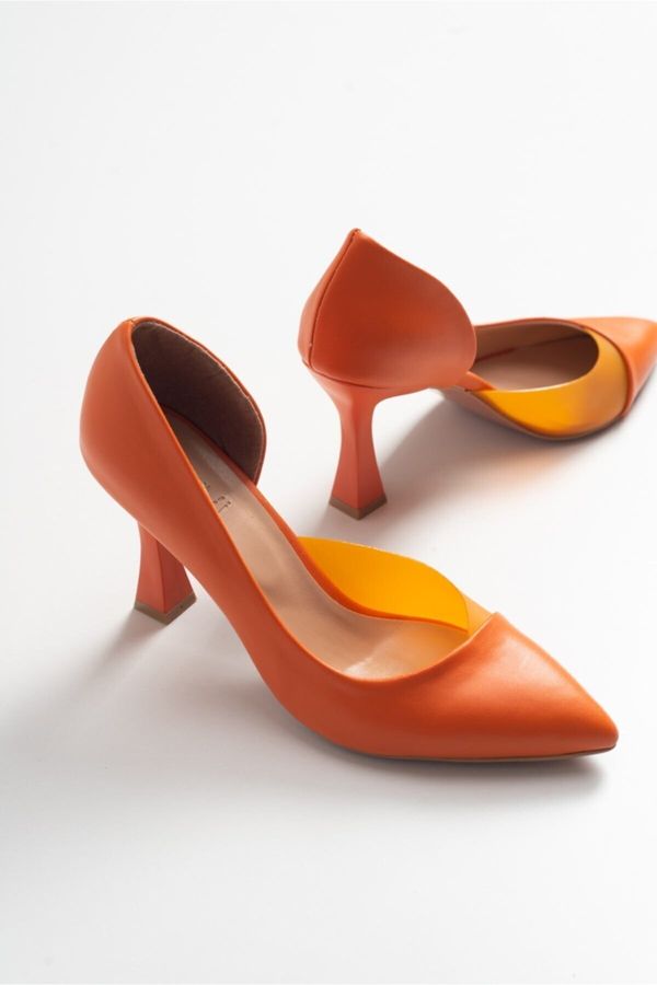 LuviShoes LuviShoes 653 Orange Skin Heels Women's Shoes