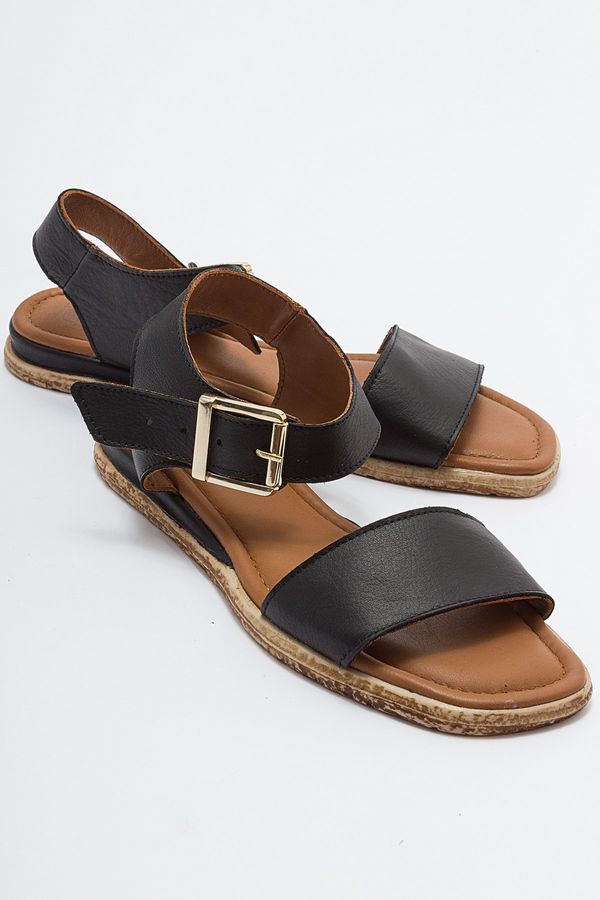 LuviShoes LuviShoes 713 Black Women's Sandals with Genuine Leather