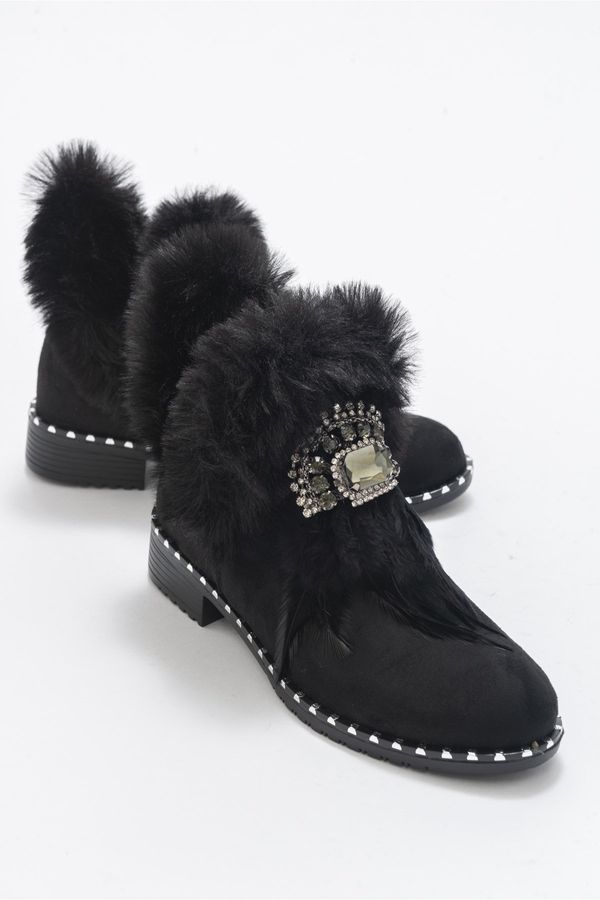 LuviShoes LuviShoes Abuse Black Suede Fur Women's Boots