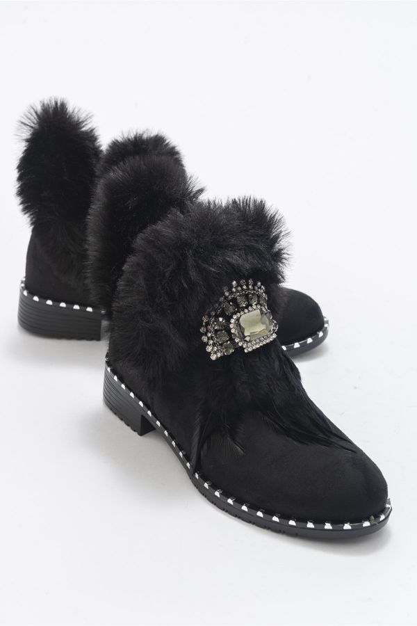 LuviShoes LuviShoes Abuse Women's Black Suede & Shearling Boots