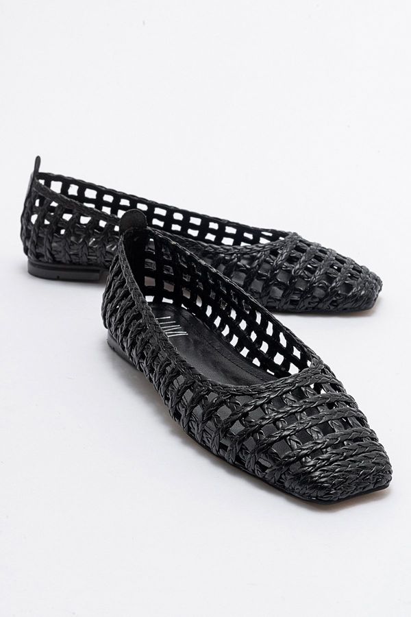 LuviShoes LuviShoes ARCOLA Black Knitted Patterned Women's Ballerinas