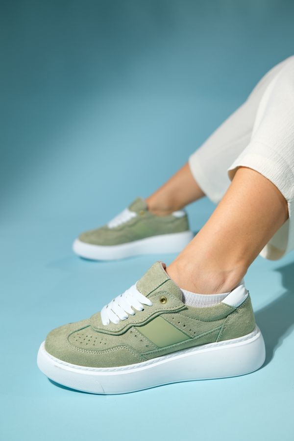 LuviShoes LuviShoes BEICE Green Suede Women's Sneakers