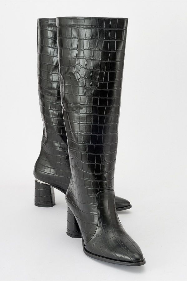 LuviShoes LuviShoes BELIS Black Print Women's Heeled Boots