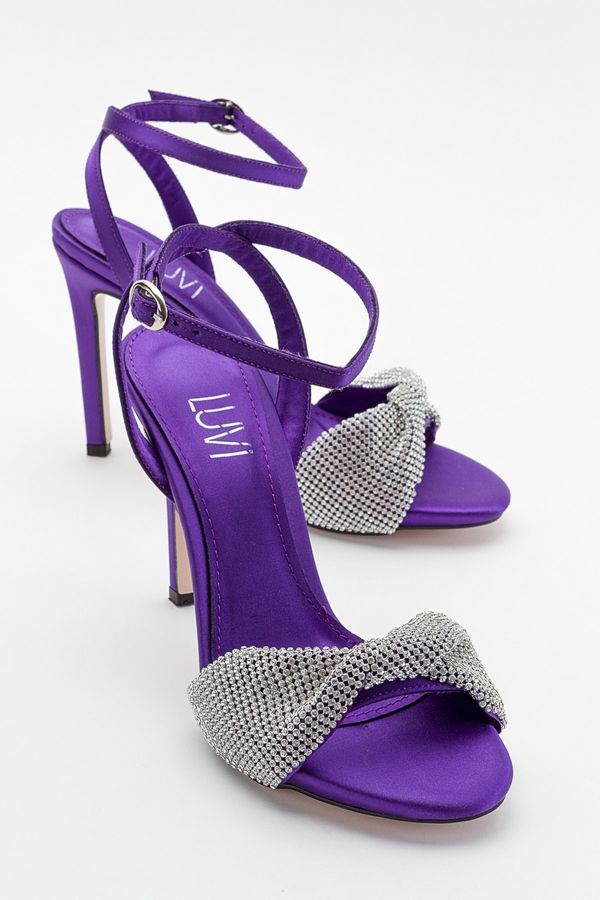 LuviShoes LuviShoes Blas Purple Satin Women's Heeled Shoes