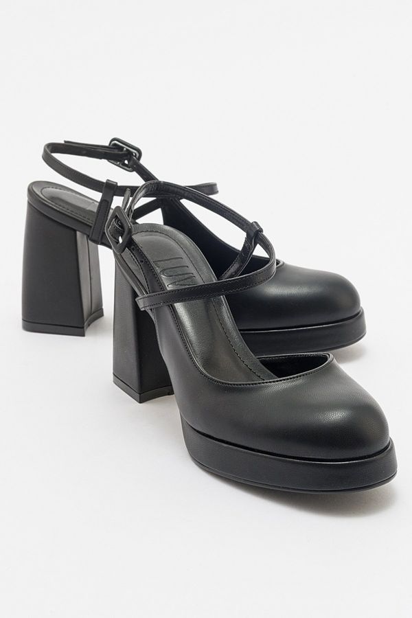 LuviShoes LuviShoes CAPE Black Skin Women's Platform Heeled Shoes