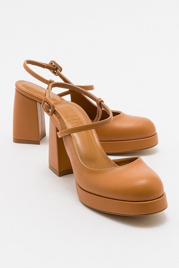 LuviShoes LuviShoes CAPE Camel Skin Women's Platform Heeled Shoes