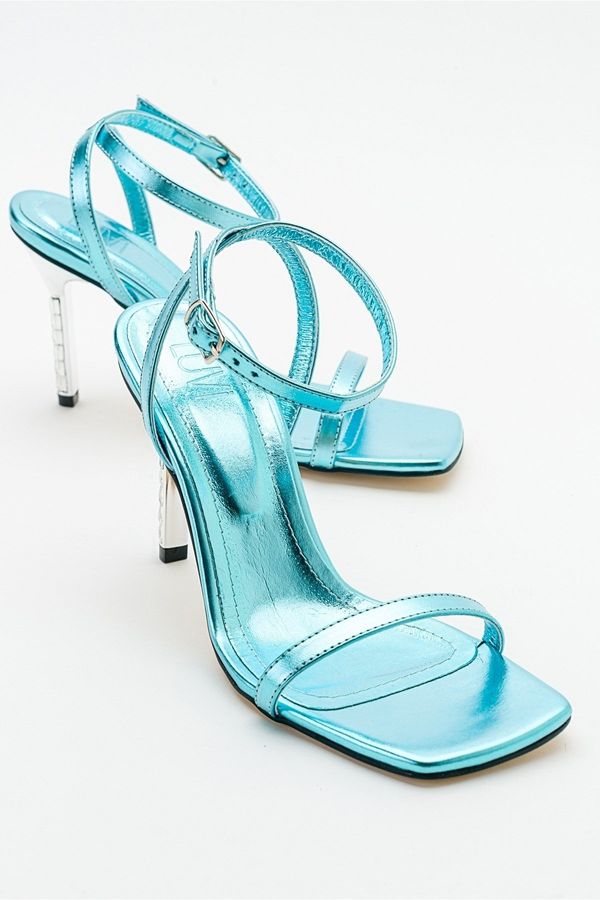 LuviShoes LuviShoes Edwin Metallic Blue Women's Heeled Shoes