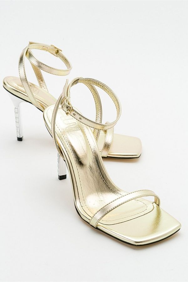 LuviShoes LuviShoes Edwin Metallic Gold Women's Heeled Shoes
