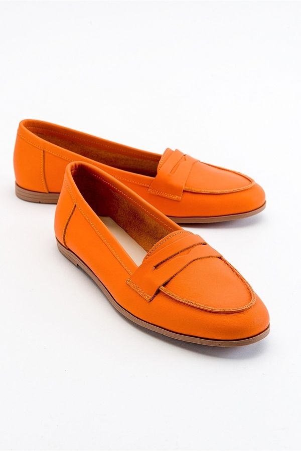 LuviShoes LuviShoes F02 Orange Skin Genuine Leather Women's Flats