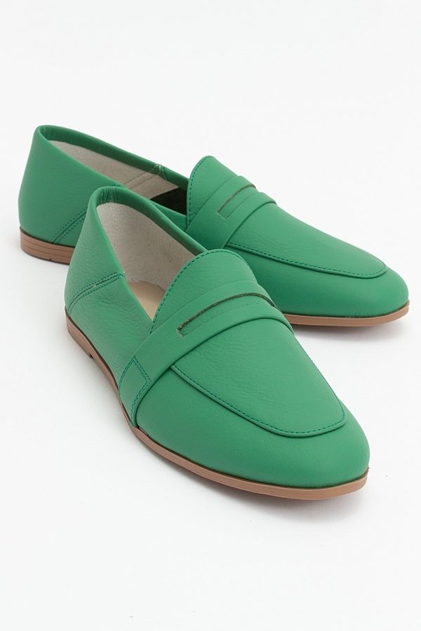 LuviShoes LuviShoes F05 Green Skin Genuine Leather Women's Ballerinas