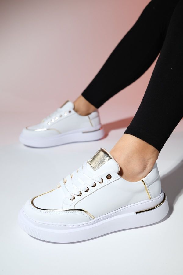 LuviShoes LuviShoes FLENA Women's White Gold Sneakers