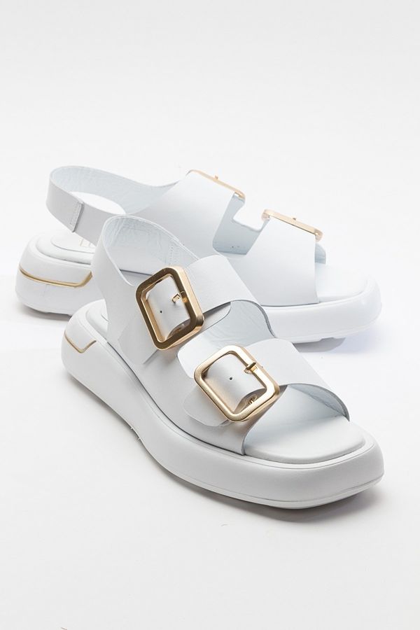 LuviShoes LuviShoes FURIS Women's White Skin Genuine Leather Sandals