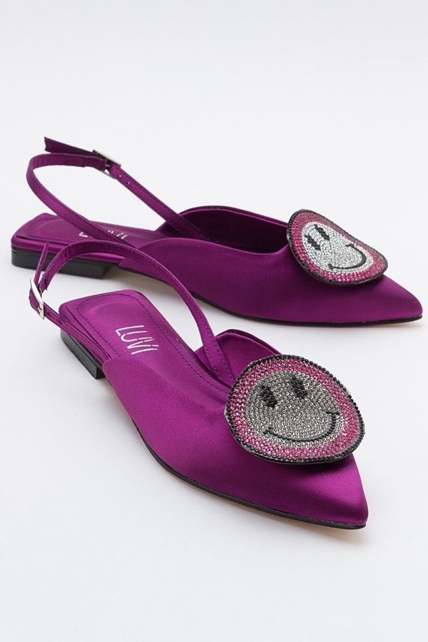 LuviShoes LuviShoes GEVEL Women's Purple Satin Flats.