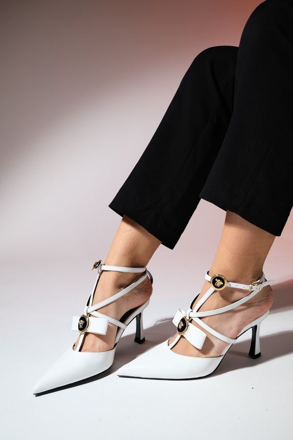 LuviShoes LuviShoes GRADO White Patent Leather Women's Heeled Shoes