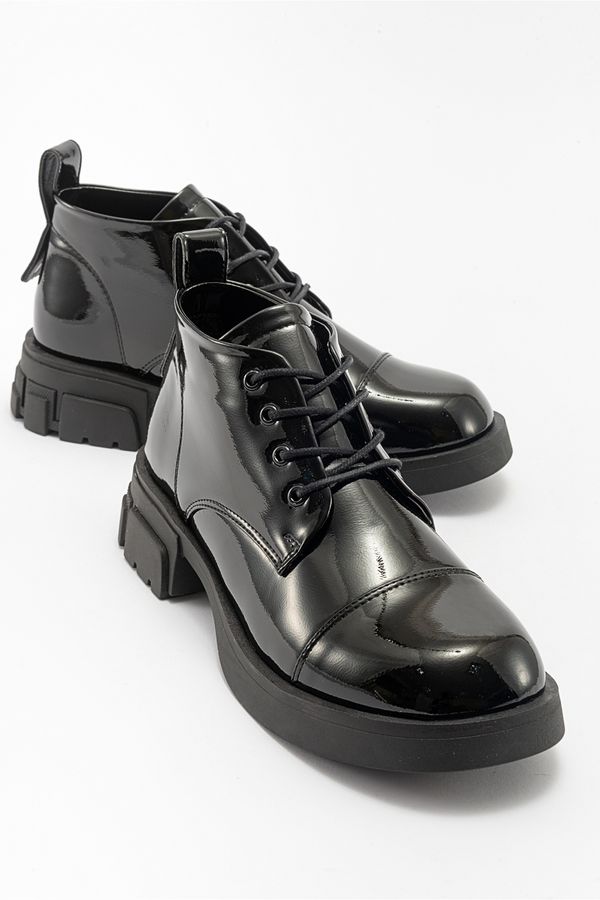 LuviShoes LuviShoes LAGOM Black Patent Leather Women's Boots