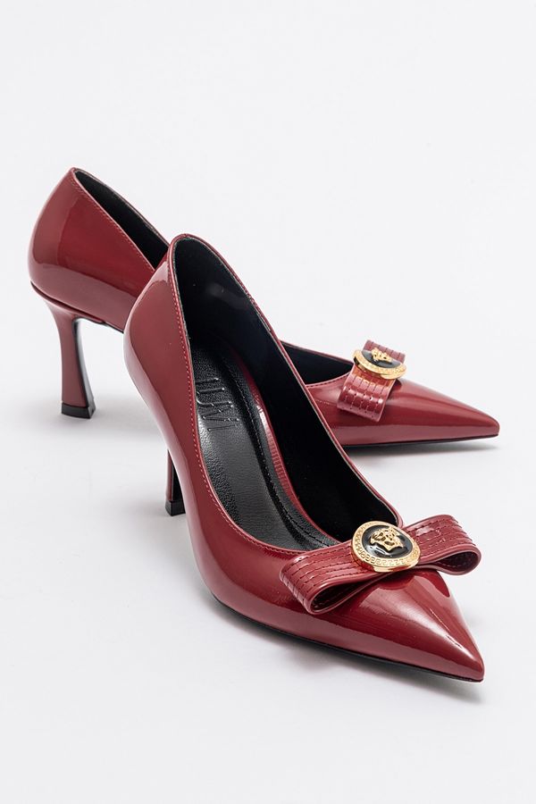 LuviShoes LuviShoes LIVENZA Women's Burgundy Patent Leather Heeled Shoes