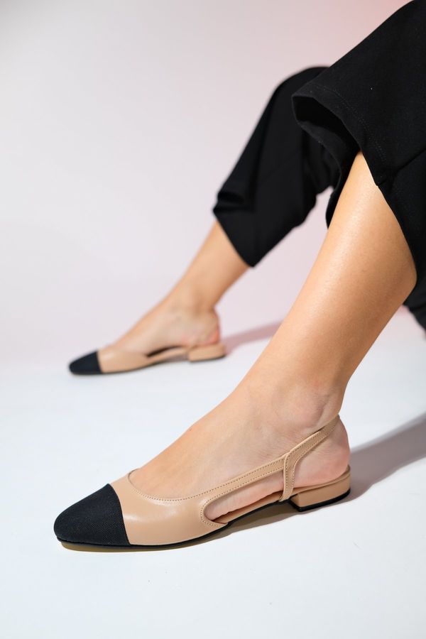 LuviShoes LuviShoes LUJO Beige Skin Women's Open Back Flat Flat Shoes