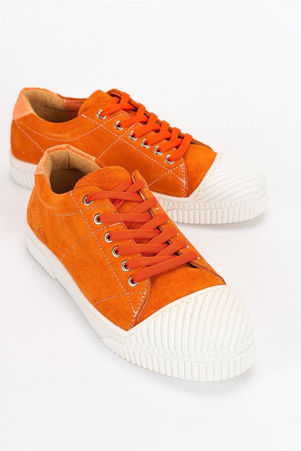 LuviShoes LuviShoes Lusso Women's Sneakers with Orange Suede and Genuine Leather.
