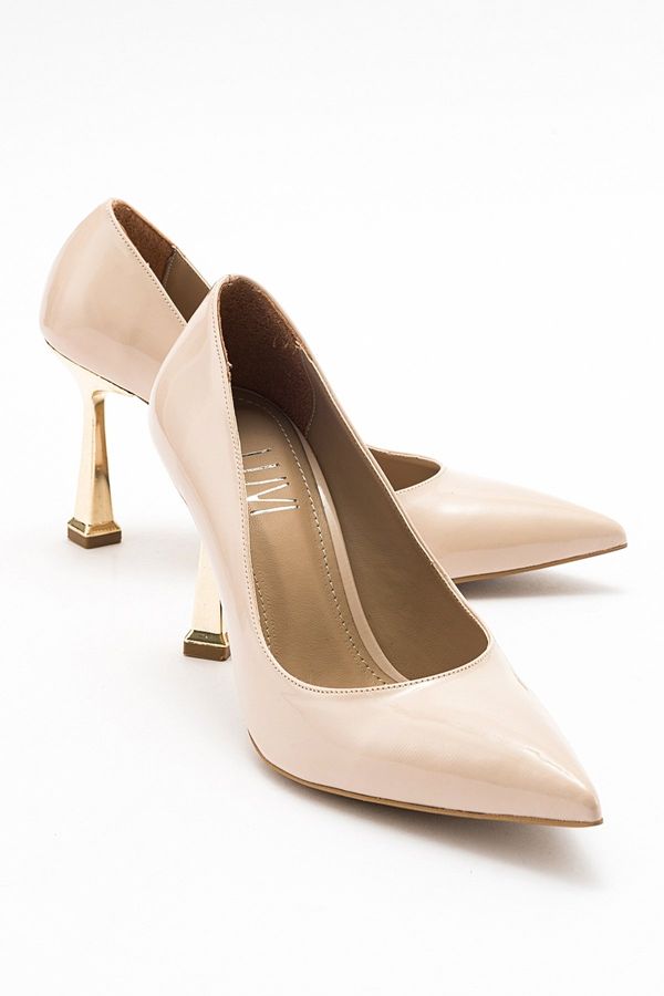 LuviShoes LuviShoes MERLOT Women's Beige Patent Leather Heeled Shoes