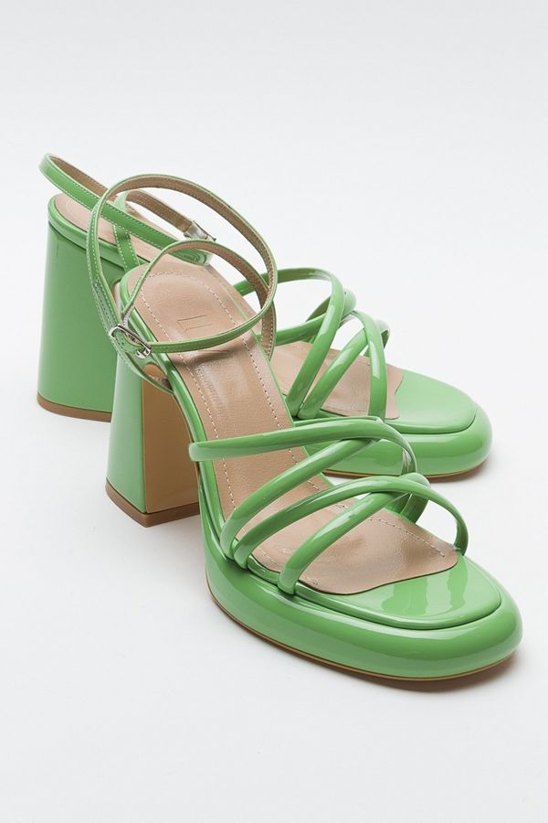 LuviShoes LuviShoes OPPE Green Patent Leather Women's High Heel Shoes