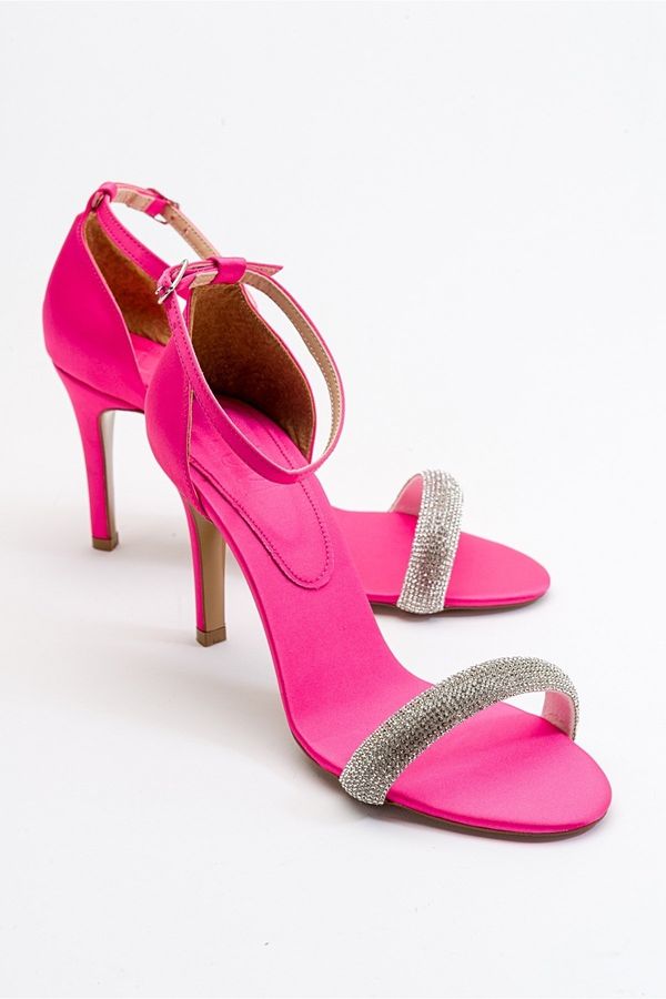 LuviShoes LuviShoes Siesta Women's Fuchsia Satin Heeled Shoes.