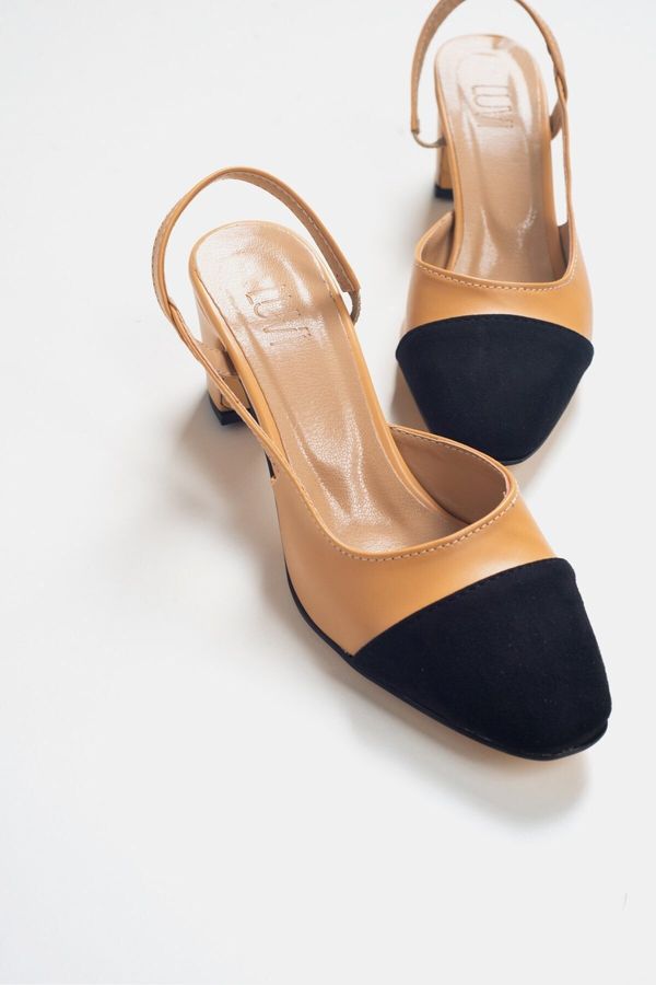 LuviShoes LuviShoes Skin Toning Black Suede Women's Heeled Shoes