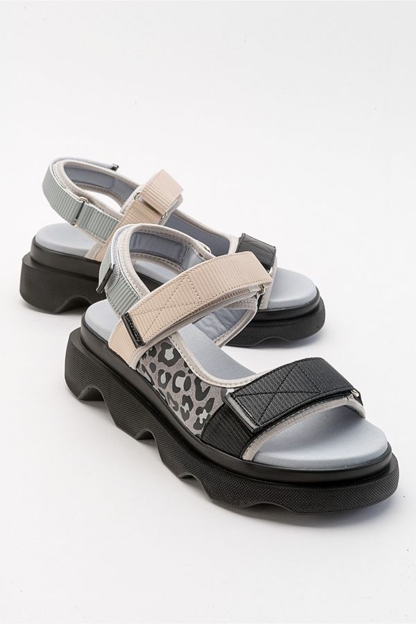 LuviShoes LuviShoes Tedy Women's Black Gray Patterned Sandals