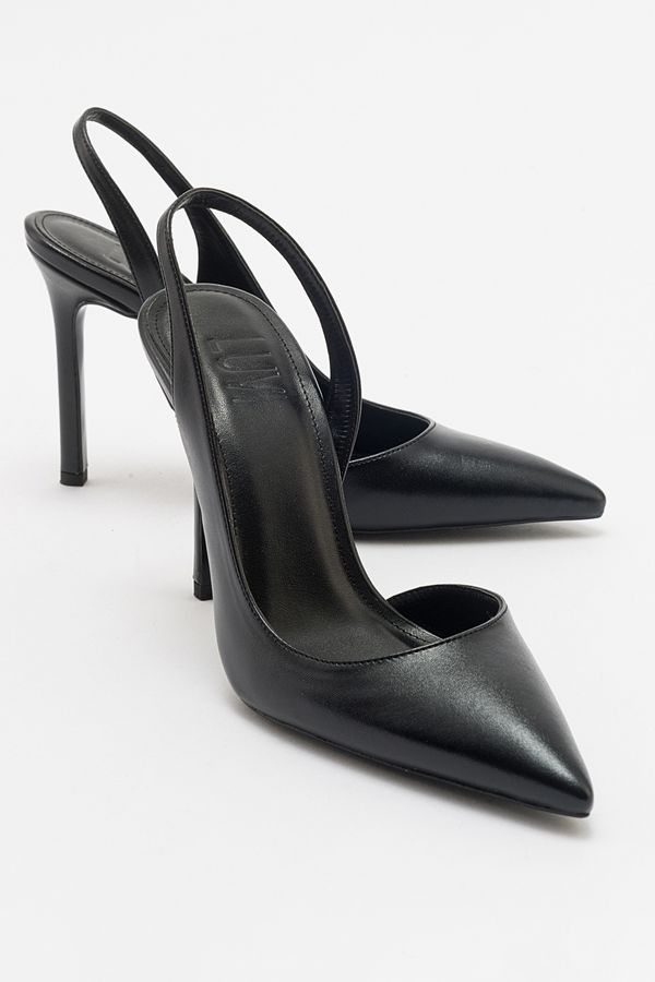 LuviShoes LuviShoes TWINE Women's Black Skin Heeled Shoes