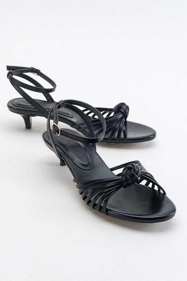 LuviShoes LuviShoes Vind Black Metallic Women's Heeled Sandals