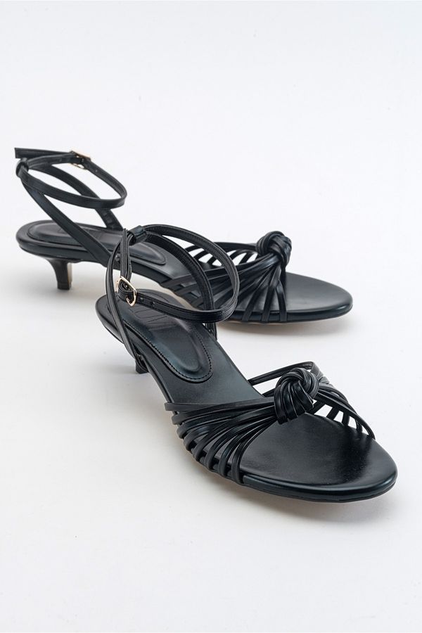 LuviShoes LuviShoes Vind Women's Black Metallic Heeled Sandals