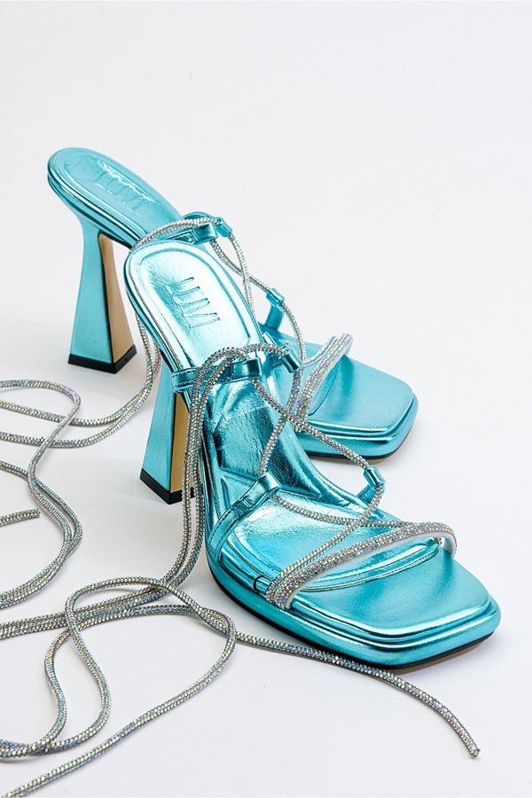 LuviShoes LuviShoes Women's Mezzo Metallic Baby Blue Heeled Sandals