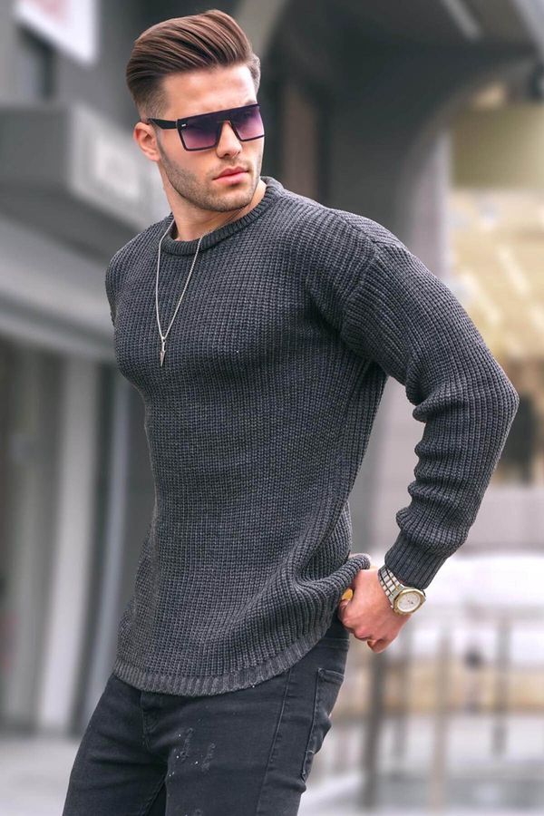 Madmext Madmext Anthracite Basic Knitwear Men's Sweater 5990