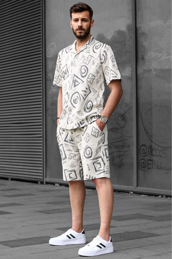 Madmext Madmext Anthracite Graphic Patterned Men's Shorts Set 5924