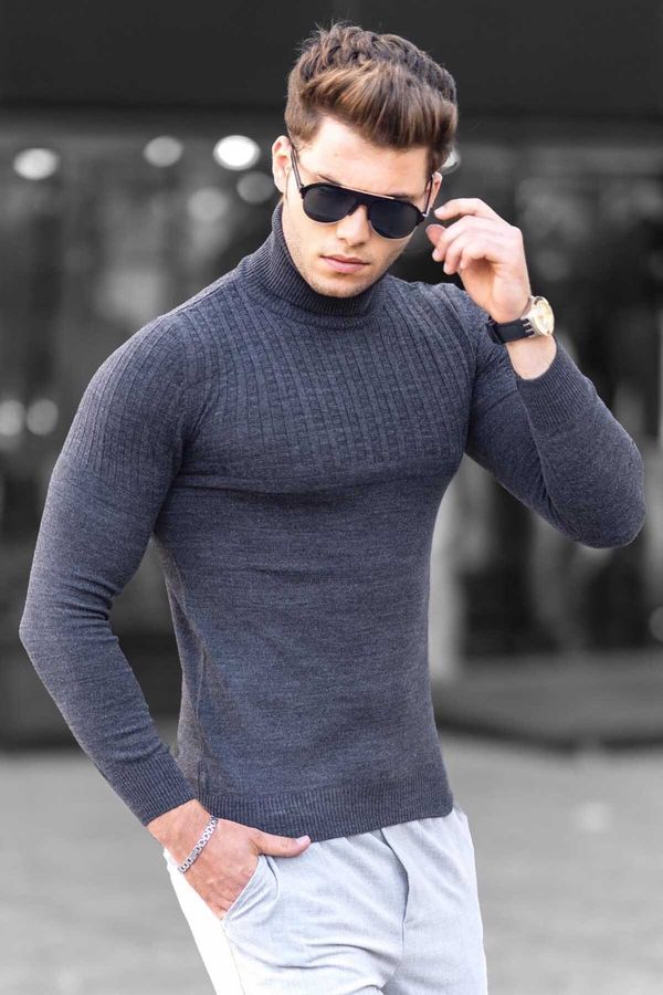 Madmext Madmext Anthracite Turtleneck Sweater 4677