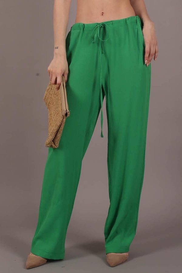 Madmext Madmext Basic Women's Beach Pants in Green Crinkle Fabric