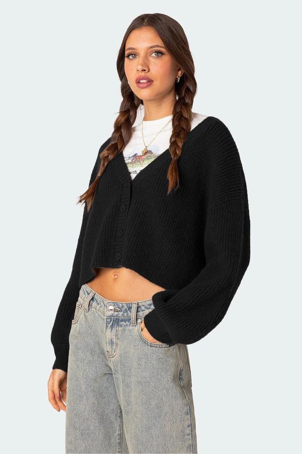 Madmext Madmext Black Buttoned Knitwear Sweater Cardigan